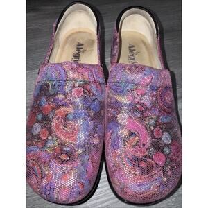 Alegria Pink Abstract Supportive Clog Shoes Size 38